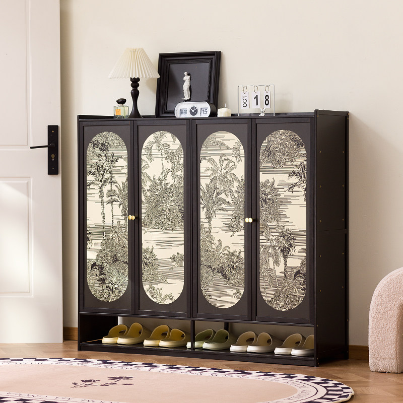 新中式禅意实木鞋柜整装收纳柜进门楼道一体中古风玄关多功能鞋架,收纳整理,鞋柜,淘宝优惠券,粉丝福利购,淘宝优惠卷