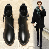 真皮雪地靴软底马丁靴2025新款 女秋冬加绒爆款 切尔西瘦瘦美靴短靴