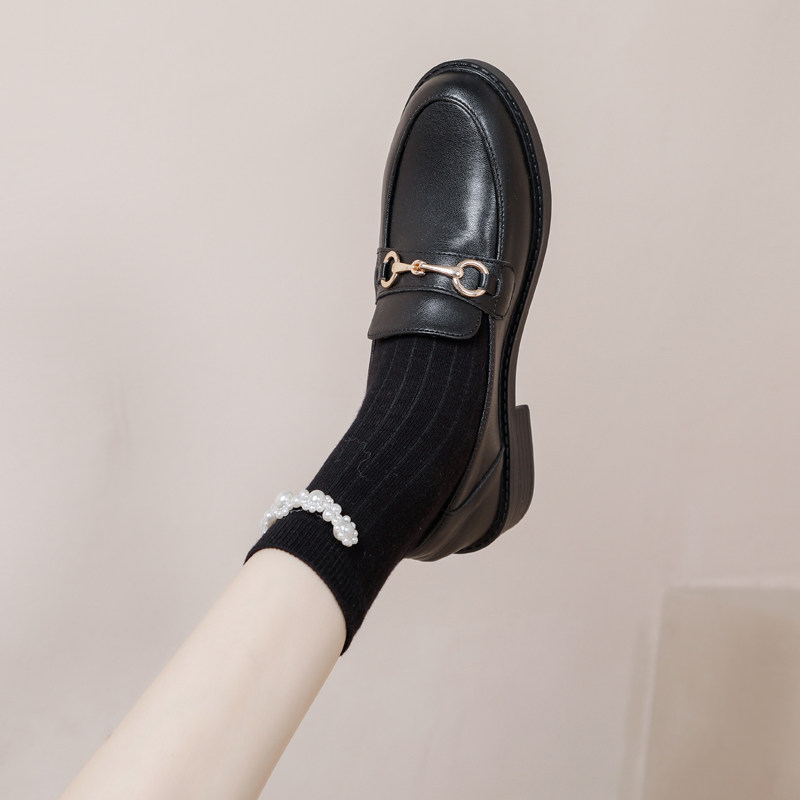 英伦风小皮鞋平底鞋子黑色工作单鞋女鞋2026春秋季新款爆款豆豆鞋