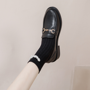 英伦风小皮鞋平底鞋子黑色工作单鞋女鞋2026春秋季新款爆款豆豆鞋