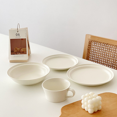 白屿 初雪白色盘子哑光高级感餐具北欧风陶瓷餐盘菜盘家用简约
