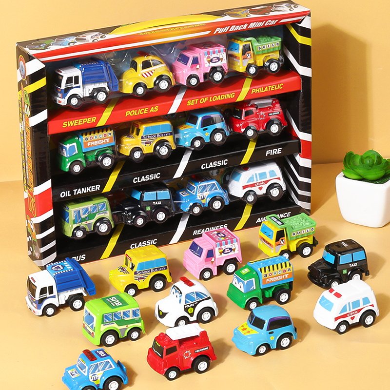 儿童小汽车玩具套装惯性车回力工程车男孩宝宝模型耐摔一1岁2女孩