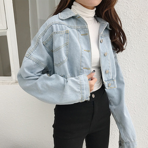 外套女2023爆款春秋开叉网红少女装宽松韩版长袖大码牛仔短上衣潮