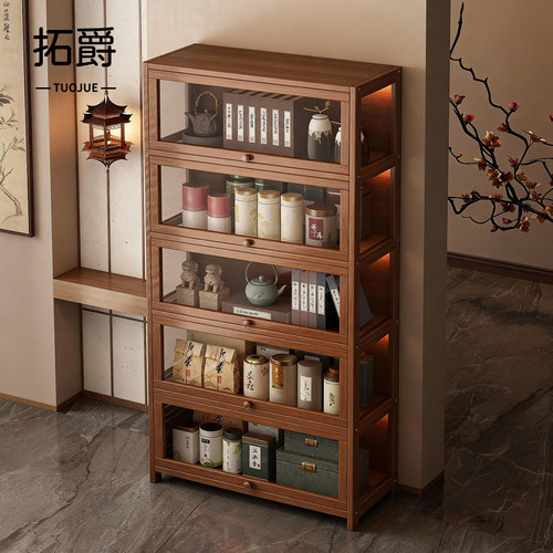 【带门防尘！】家用茶柜置物架