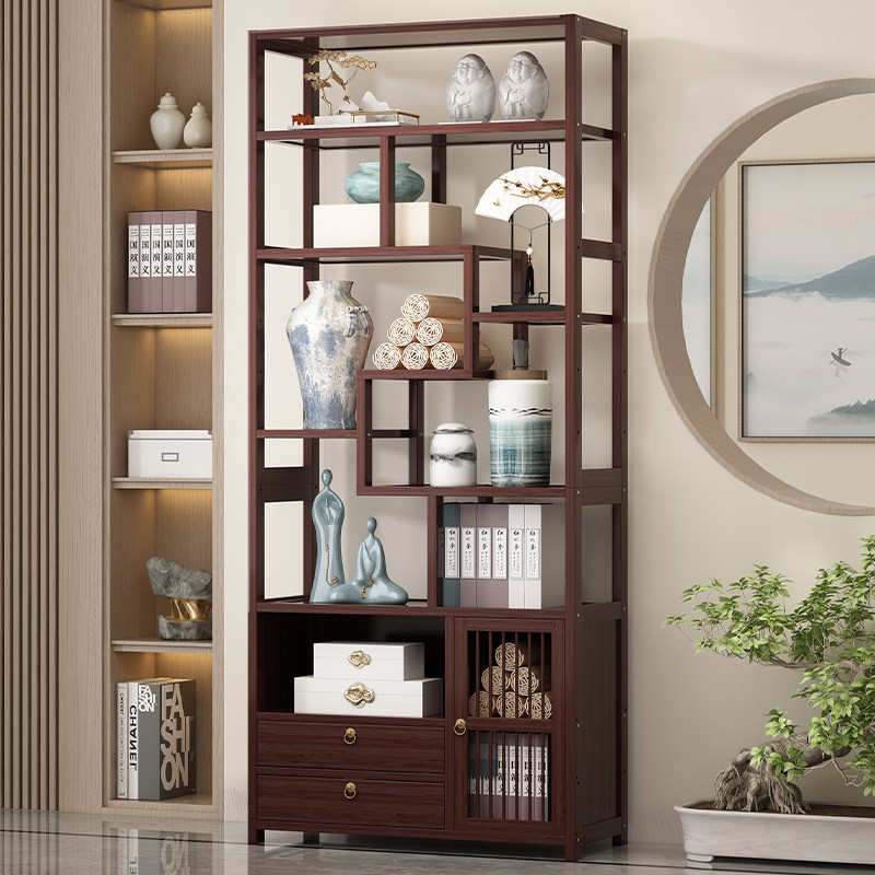 新中式置物架非实木茶具茶叶收纳柜多层博古架客厅古董摆件展示柜,住宅家具,搁板/置物架/家用陈列架,淘宝优惠券,粉丝福利购,淘宝优惠卷