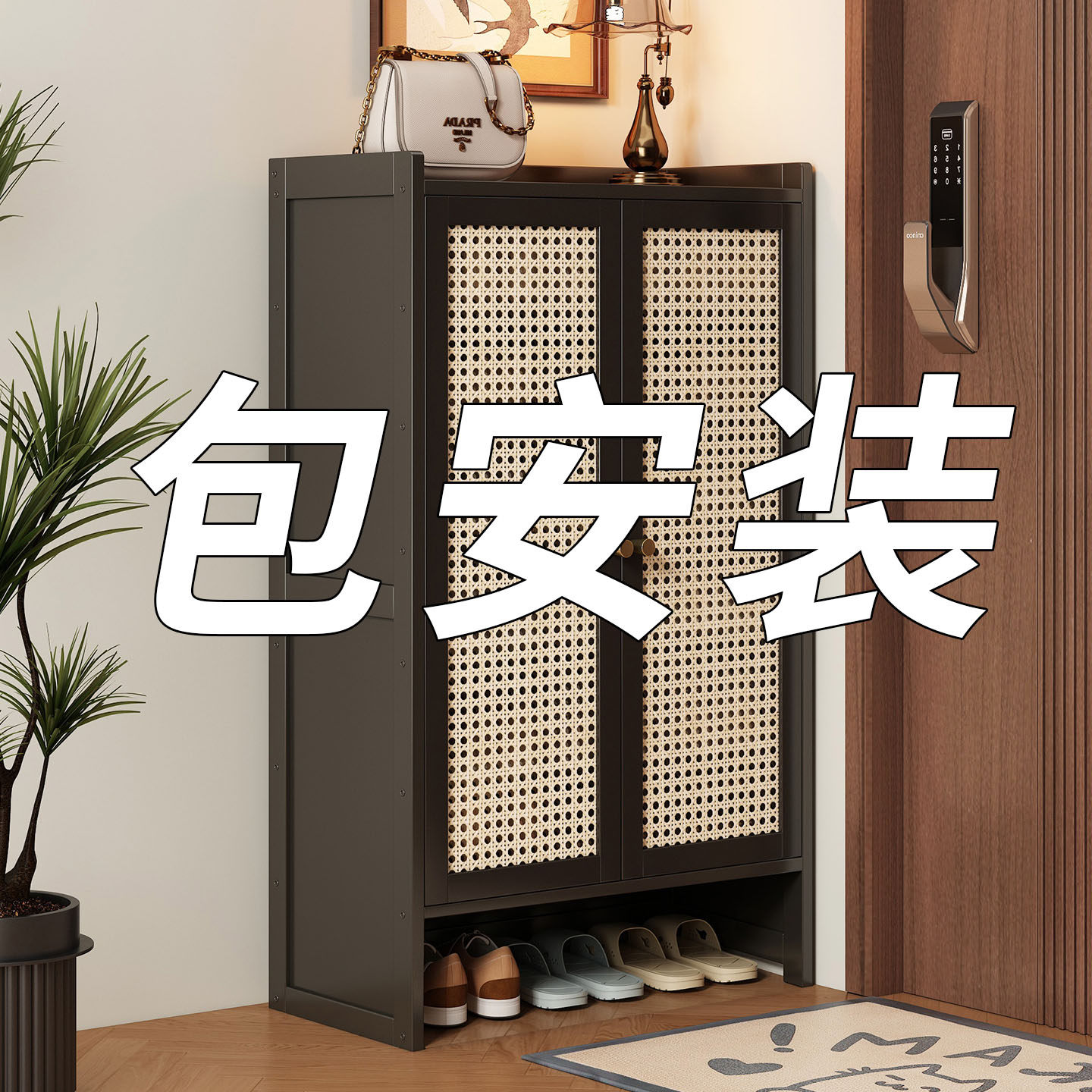 鞋架家用室内好看多层楠竹鞋柜2025新款带门防尘鞋子收纳层架包安