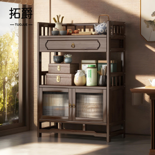 中古风茶几客厅家用非实木小茶台小户型茶桌侧边茶水柜茶具置物架