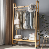 落地衣帽架卧室家用实木挂衣架现代简约室内可移动挂包架晾衣架子