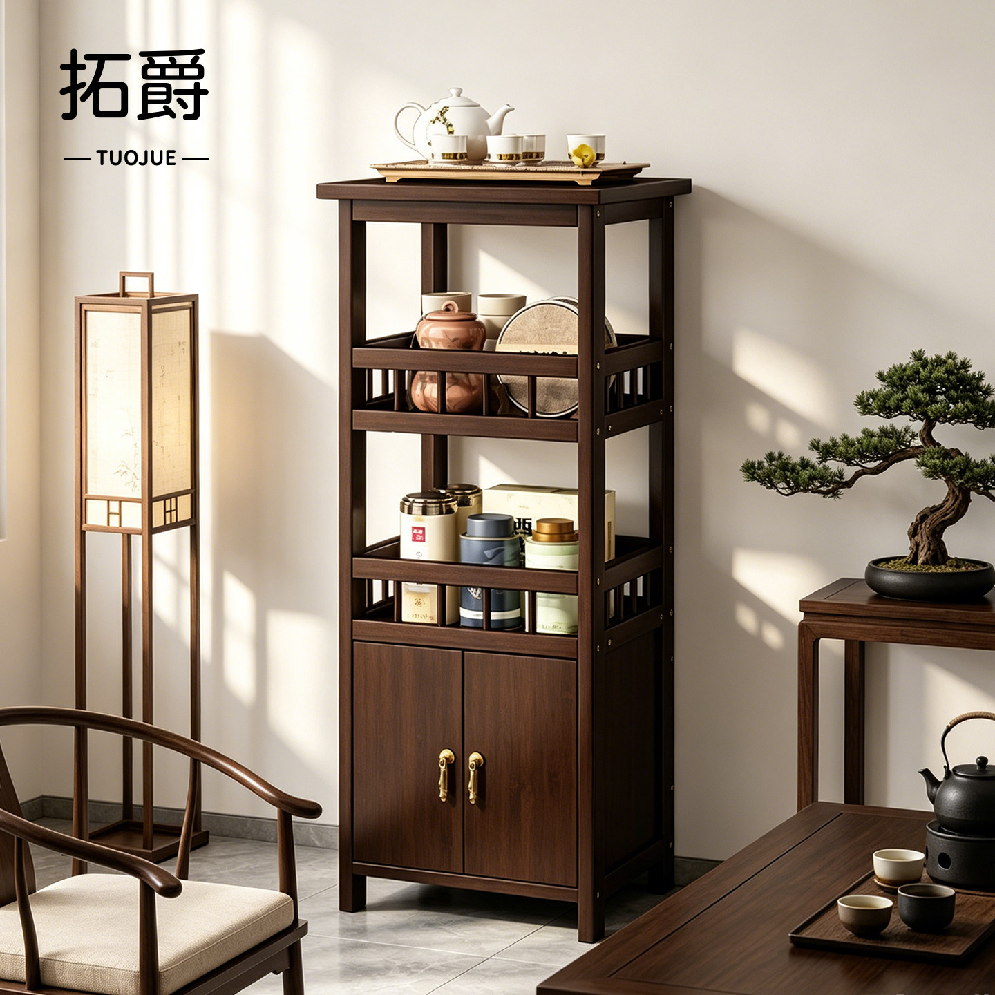 【加固新升级】办公室茶柜置物架图片
