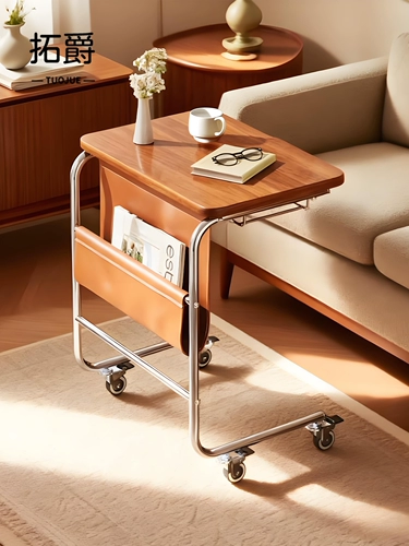 Приставной столик для дивана, мини-стол в античном стиле, гостиная, мобильная тележка, журнальный столик, полка для хранения из нержавеющей стали c-типа