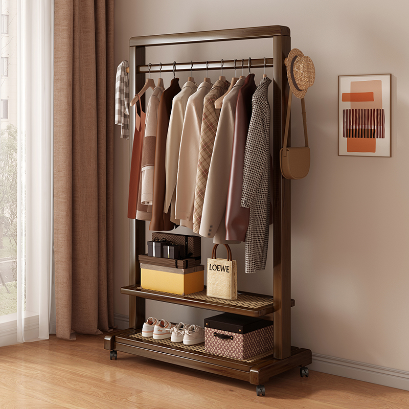 【带轮移动】卧室落地衣帽架