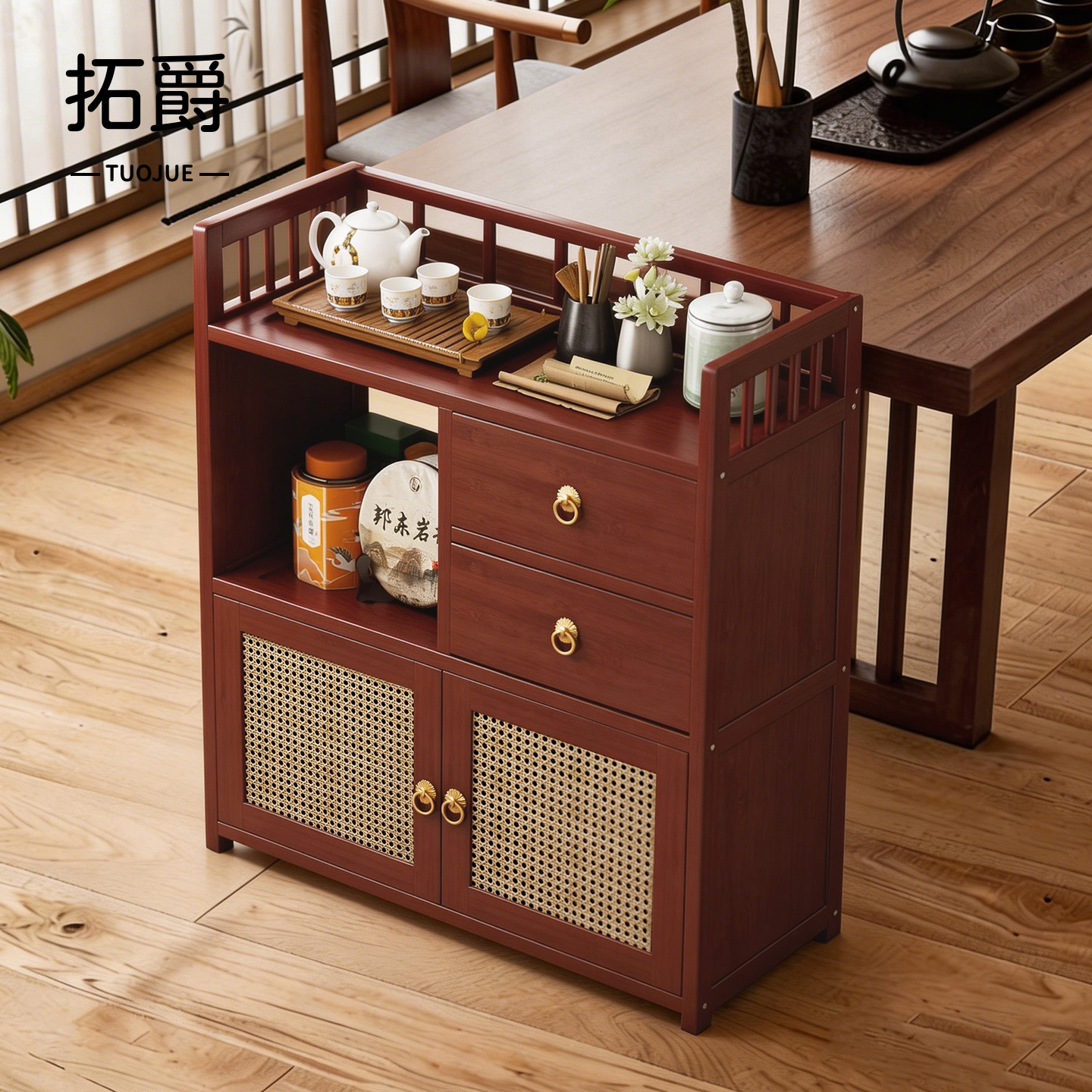 【升级加厚加固】博古架茶桌边柜图片