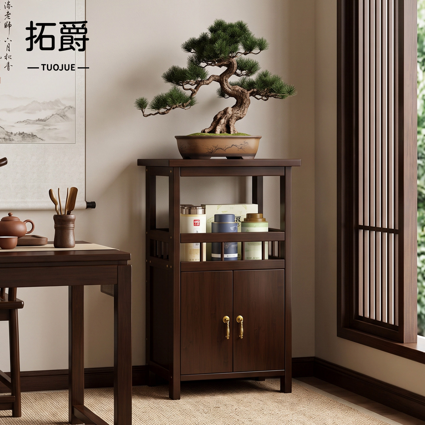 【加固新升级】中古风花架置物架图片