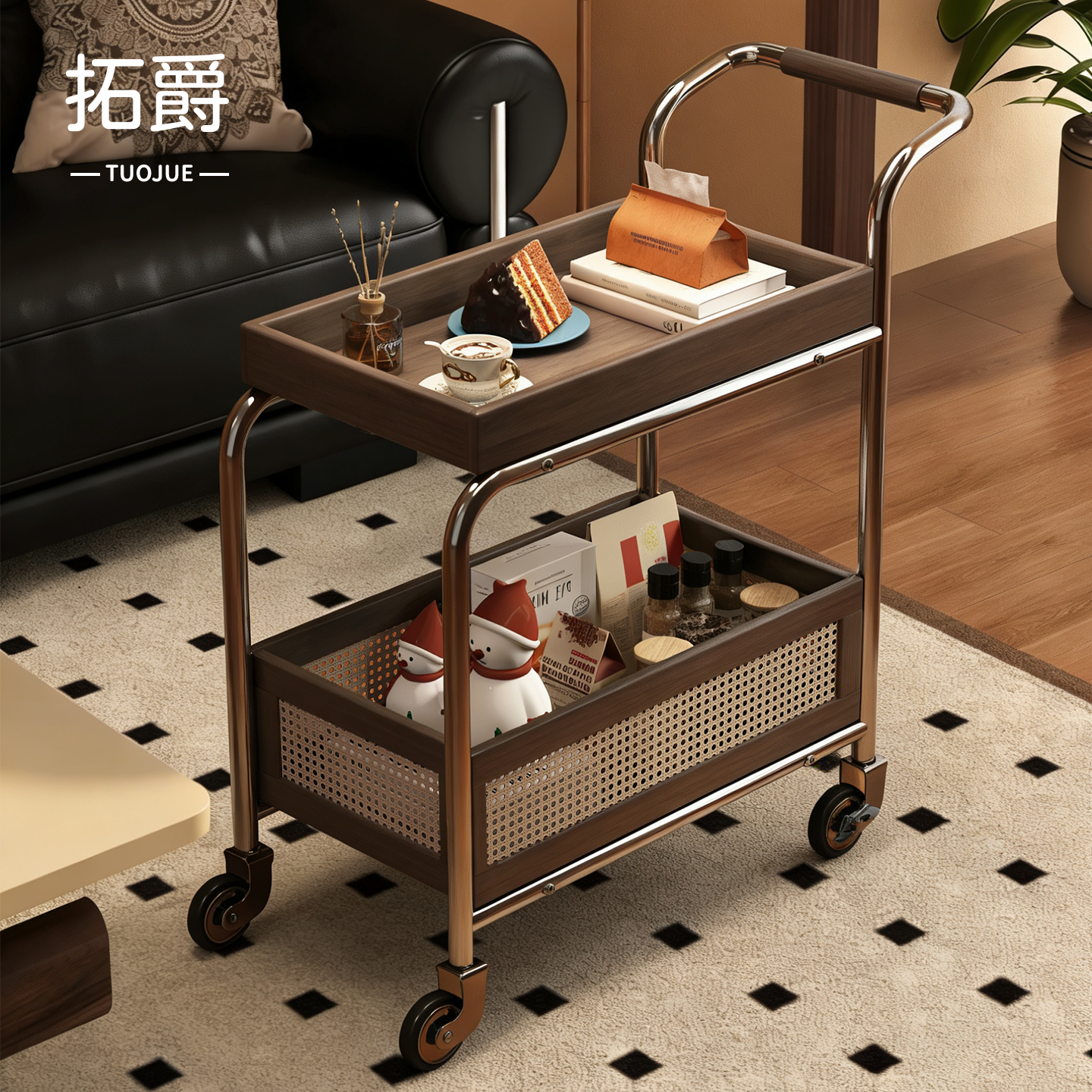 【带轮移动】中古风小推车置物架