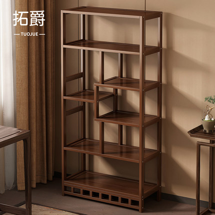 茶室博古架新中式茶叶茶具架子置物架非实木多宝阁古董收纳展示柜