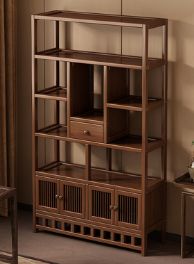 复古博古架中式多宝阁置物架非实木新款摆件展示柜靠墙茶叶放置架