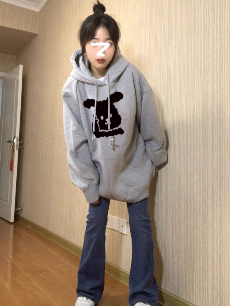 美式复古高街卫衣女连帽潮牌oversize秋冬季hiphop兔子百搭ins潮,女装/女士精品,卫衣/绒衫,淘宝优惠券,粉丝福利购,淘宝优惠卷