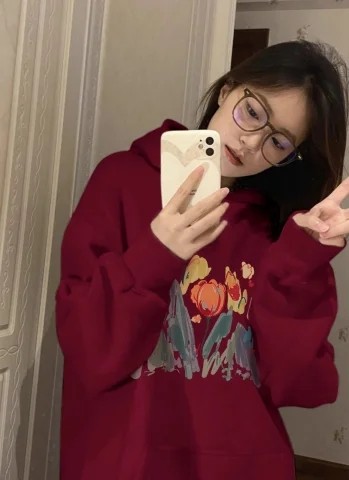 小众卫衣女春秋薄款2024新款韩系宽松慵懒风oversize长袖白色上衣,女装/女士精品,卫衣/绒衫,淘宝优惠券,粉丝福利购,淘宝优惠卷