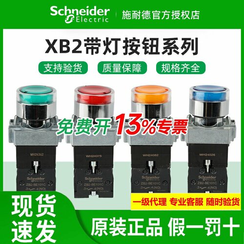 施耐德带灯按钮开关XB2BW33B1C绿
