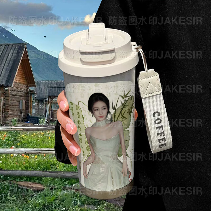 白鹿白烁可爱保温杯不锈钢学生高