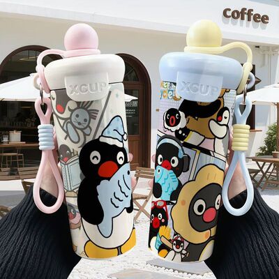 pingu企鹅周边保温杯不锈钢吸管