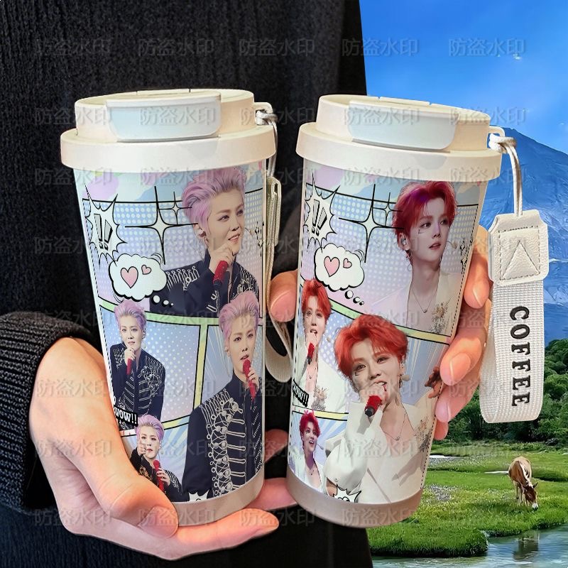 鹿晗演唱会创意周边保温杯学生吸管大容量316不锈钢车载咖啡杯