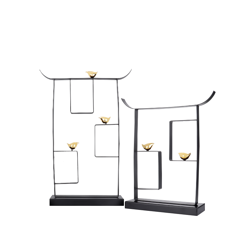 新中式风金属房屋大堂软装饰品