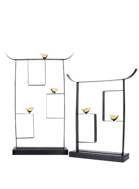 新中式风金属房屋大堂软装饰品
