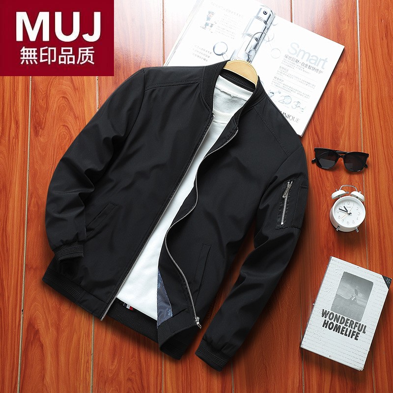 日本无印muj跨境新款春秋季男式薄款夹克休闲外套男装棒球服男士