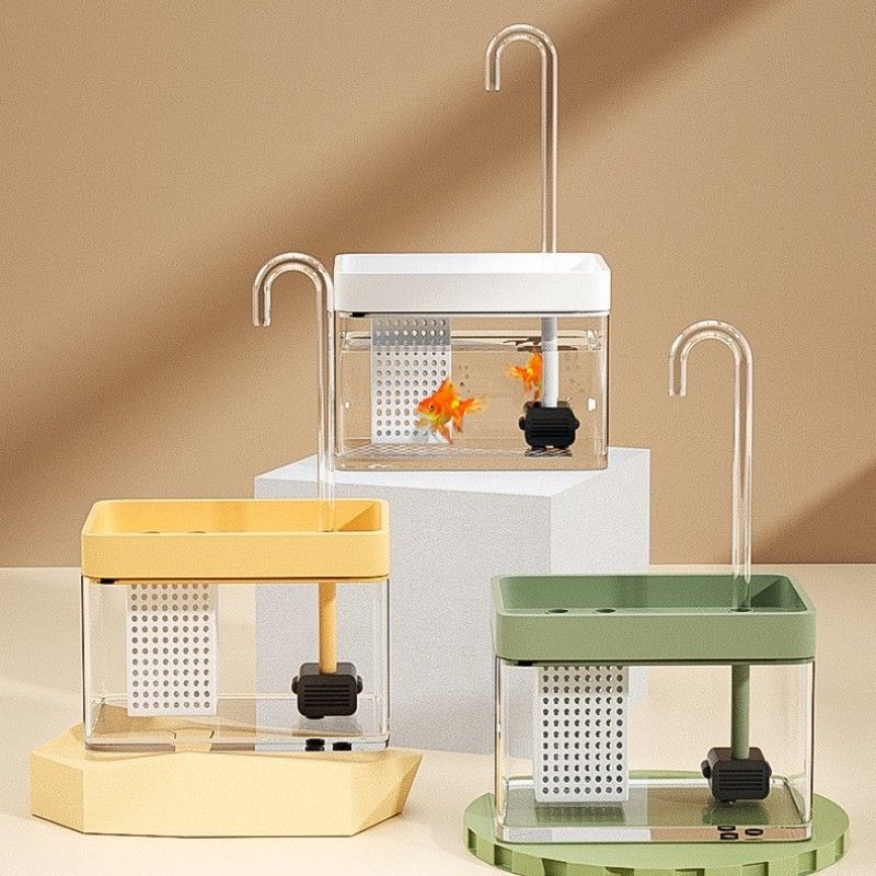 养虾专用缸新款鱼缸小型家用方圆形防爆水族箱客厅阳台造景中小型