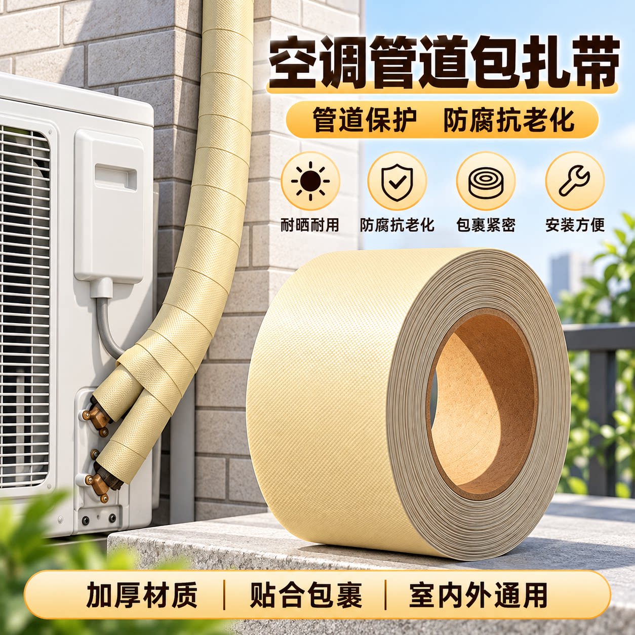 空调管道包扎带通用加厚加宽捆绑缠绕胶防水防晒室内外绑带压延膜