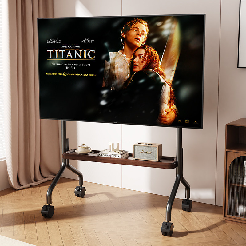 电视机落地支架可移动立式不锈钢带轮艺术推车55/65/75寸通用