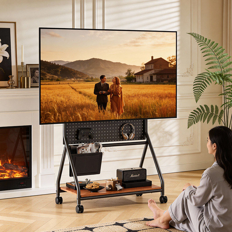 凯旗电视机可移动支架子落地式带轮推车北欧风电视柜通用艺术挂架