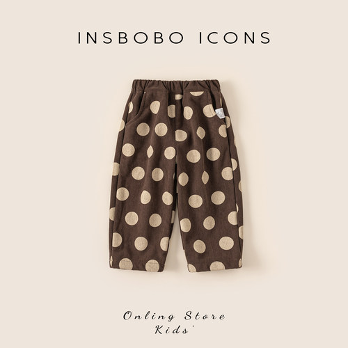 INSbobo儿童波点竖纹休闲裤