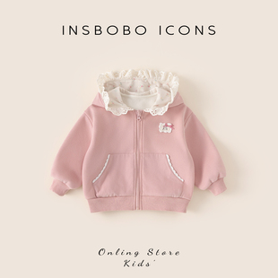 INSbobo女童外套2025新款宝宝加厚洋气冬装女孩上衣儿童秋冬童装