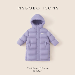 INSbobo儿童羽绒服女童长款冬装2025新款三防加厚外套小女孩童装