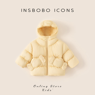 INSbobo女童羽绒服2025冬季新款儿童三防羽绒服保暖外套宝宝冬装