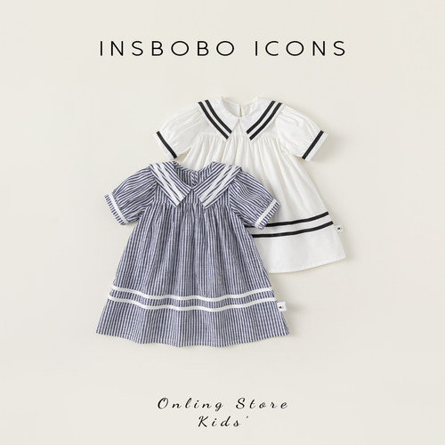 INSbobo简约学院风条纹连衣裙