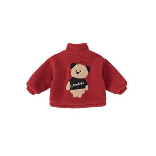 儿童外套2025新款女童棉服红色冬季男童棉衣宝宝衣服新年上衣童装