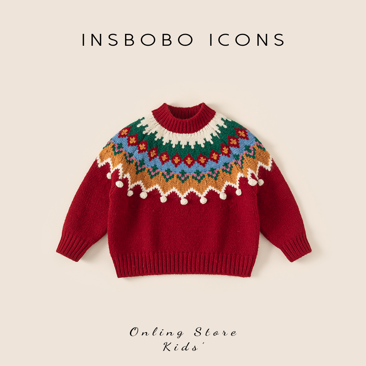INSbobo儿童可爱小球装饰毛衣