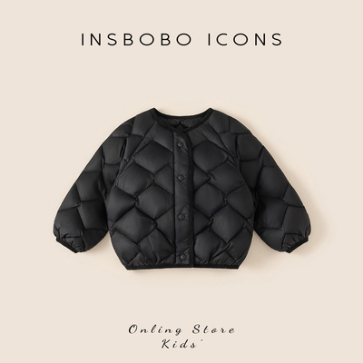 INSbobo儿童菱形格轻薄羽绒服