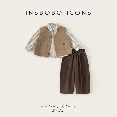 INSbobo儿童纽扣装饰休闲套装