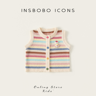 女童马甲宝宝毛衣婴儿背心儿童针织开衫好看毛线衣服春季新款上衣
