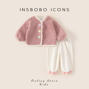 INSbobo女童套装2025冬季新款儿童加厚洋气时髦冬装宝宝好看衣服