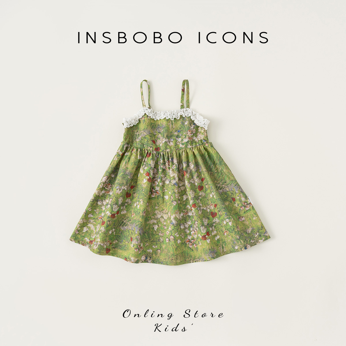 INSbobo碎花蕾丝花边连衣裙