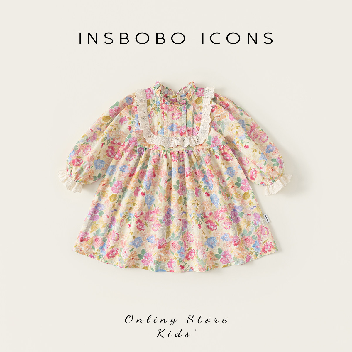 INSbobo女童裙子儿童连衣裙2026春季新款女孩好看衣服洋气碎花裙