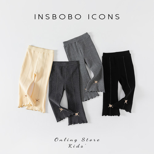 女童喇叭裤冬装小女孩针织裤子