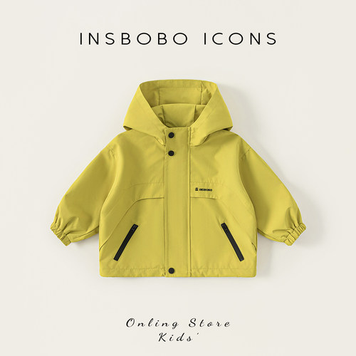 INSbobo男童洋气连帽冲锋衣秋冬