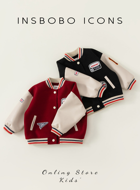 男童外套宝宝红色衣服2026春季新款女童棒球服儿童洋气上衣夹克潮