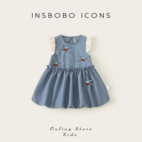 INSbobo儿童蝴蝶结无袖连衣裙